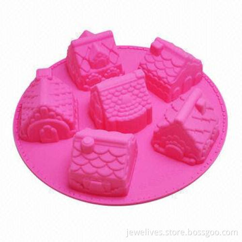 6 Christmas house silicone cake molds